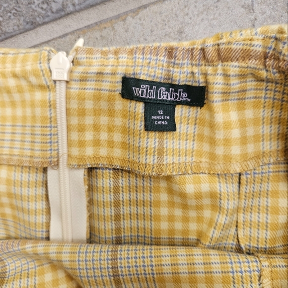 Wild Fable Yellow Plaid Mini Skirt With Front Slit - Picture 2 of 4
